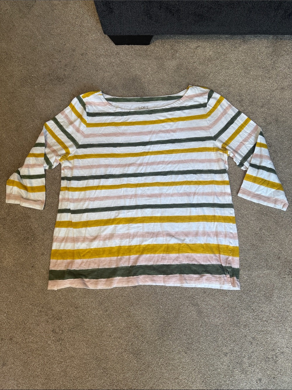 Loft‎ Outlet 3/4 Sleeve Boatneck Stripe Top Size XL